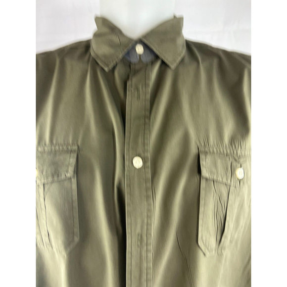 Men’s Open Trails Long Sleeve Cotton Button Up Shirt Size 3XL Olive Green Casual - Picture 3 of 3